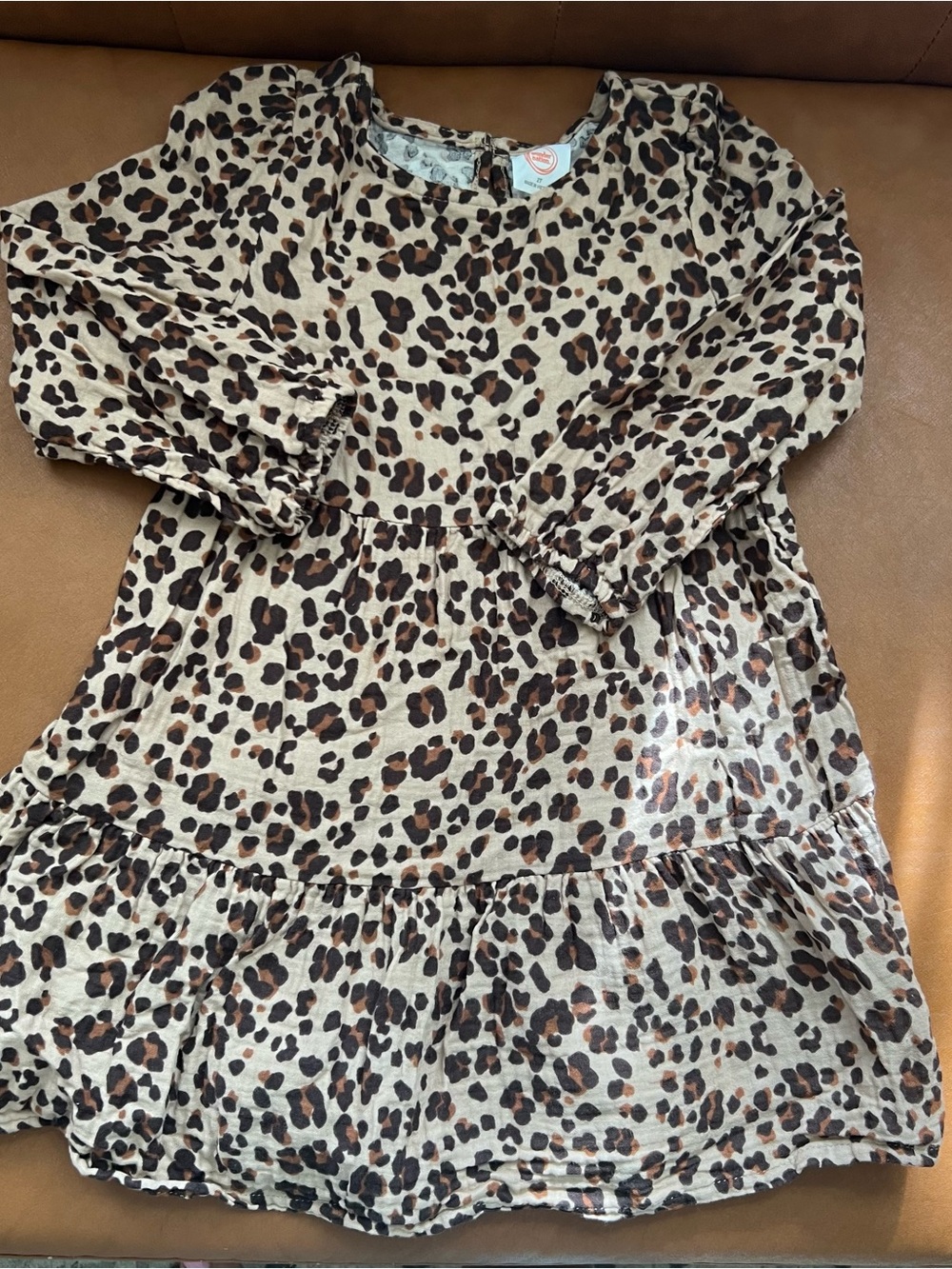 Wonder Nation Kids Girls 2T Tiered Ruffle Leopard Print Fall Dress Long Sleeve
